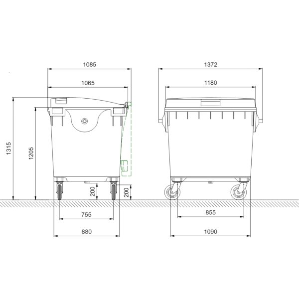 Weber Avfallsbehållare 1100 liter, Grå