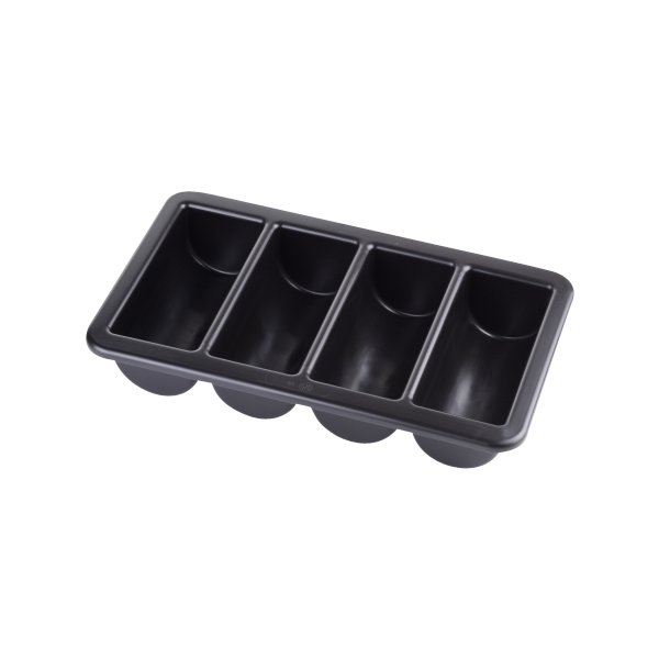 Besticklåda, svart, plast, 4 fack, 1/1 GN