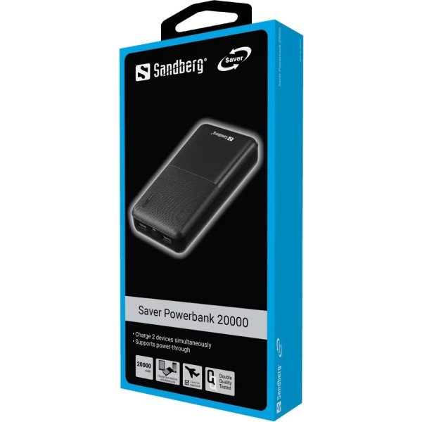 Sandberg Saver 20.000 mAh Powerbank, svart