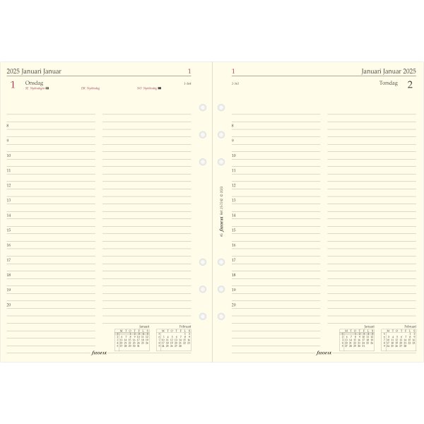 Filofax 2025 Refill, A5, Dag