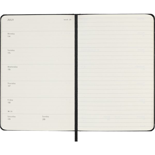 Moleskine 2025 Kalender, H, Vecka, Poc., Sortera