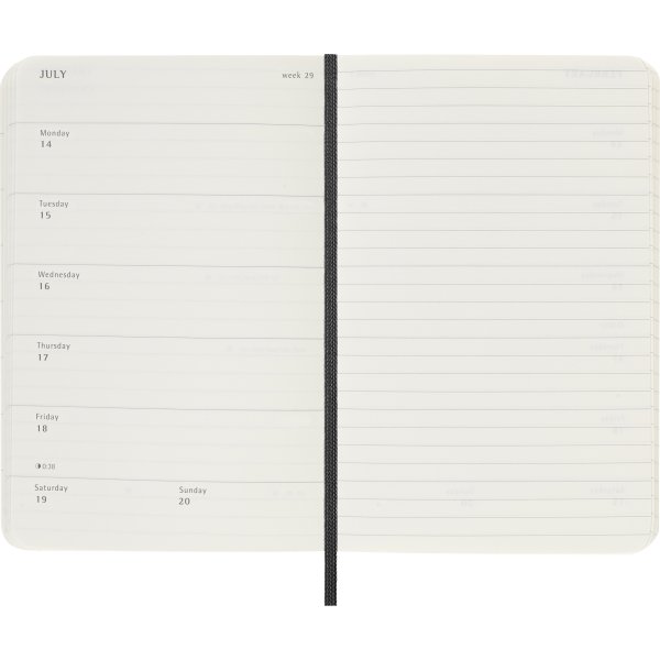 Moleskine 2025 Kalender, S, Vecka, Poc., Svart