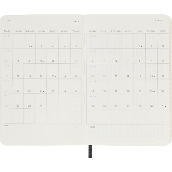 Moleskine 2025 Kalender, S, Vecka h, Poc.