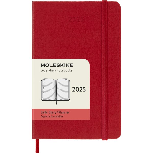 Moleskine 2025 Kalender, H, Dag, Poc., Röd