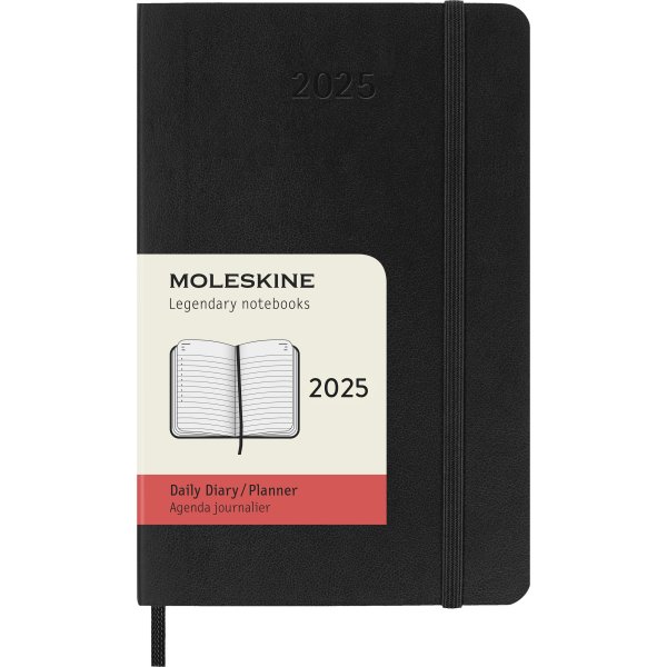 Moleskine 2025 Kalender, S, Dag, Poc., Svart