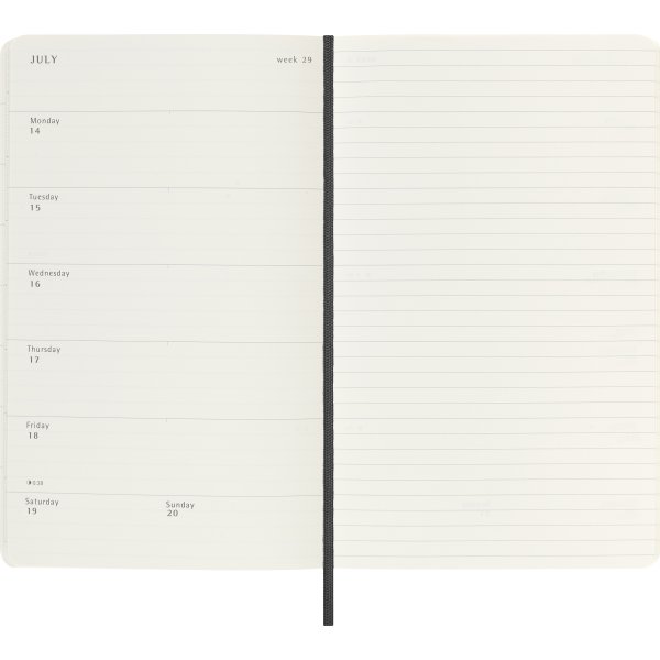 Moleskine 2025 Kalender, S, Vecka, L, Svart