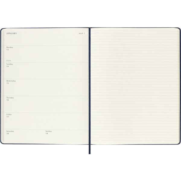 Moleskine 2025 Kalender, H, Vecka, XL, Blå