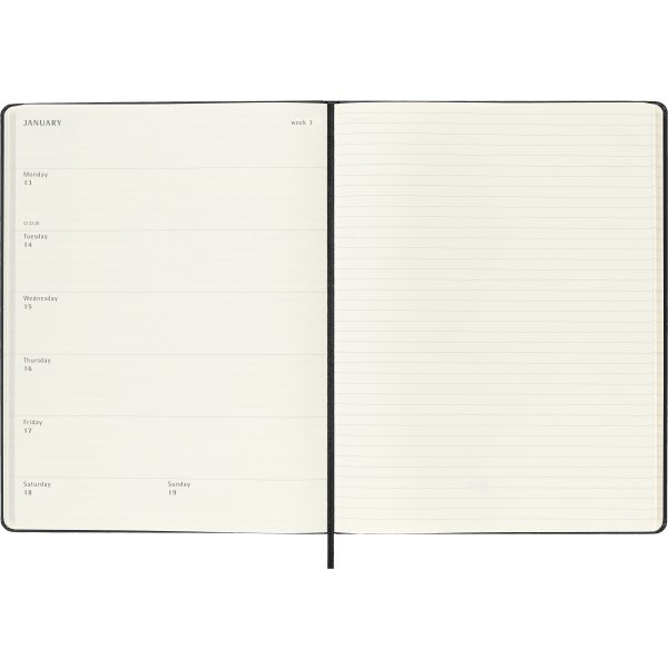 Moleskine 2025 Kalender, H, Vecka, XL, Svart