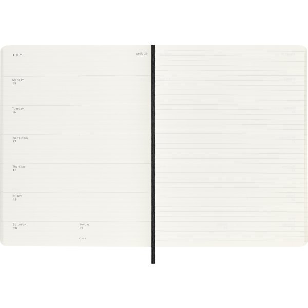 Moleskine 2025 Kalender, S, Vecka, XL, Svart