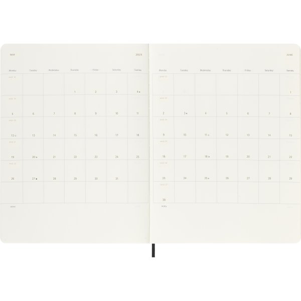 Moleskine 2025 Kalender, S, Vecka, XL, Svart