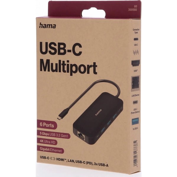 HAMA USB-C Hub 6x portar inkl. HDMI