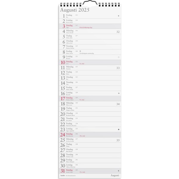 Burde 2025 Lilla Månadskalendern