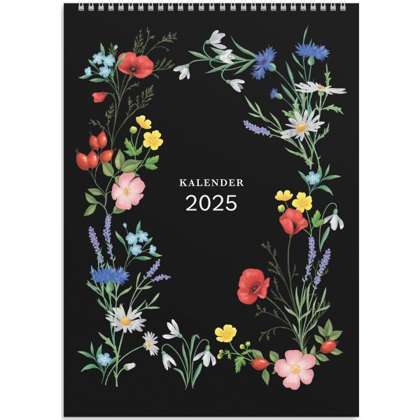 Burde 2025 Väggkalender, Illustrerad blomster