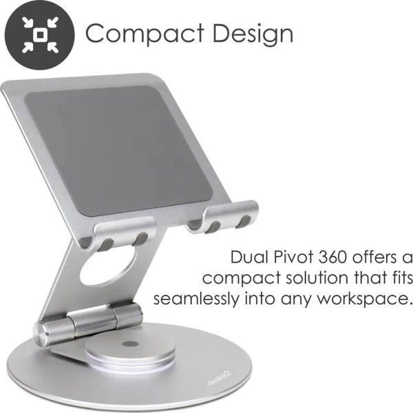 DESIRE2 Stativ Surfplatta Dual Pivot 360, Silver