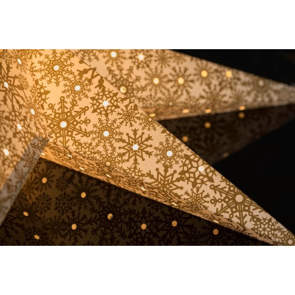 Pappersstjärna, Hängande, Mönster, Ø60, Guld