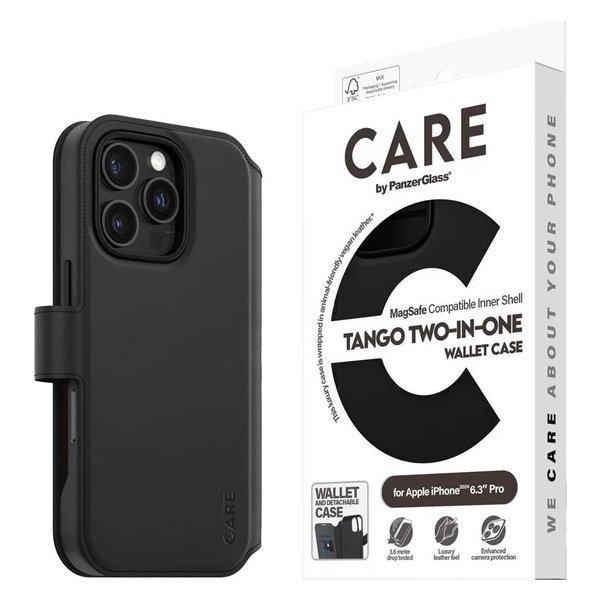 CARE iPhone 16 Pro 2-i-1 fodral m. Plånbok, Svart