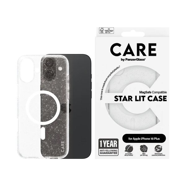 PanzerGlass skal för iPhone 16 plus, Star lit