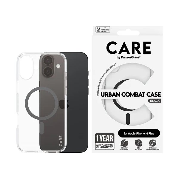 PanzerGlass cover iPhone 16 plus svart, transparen