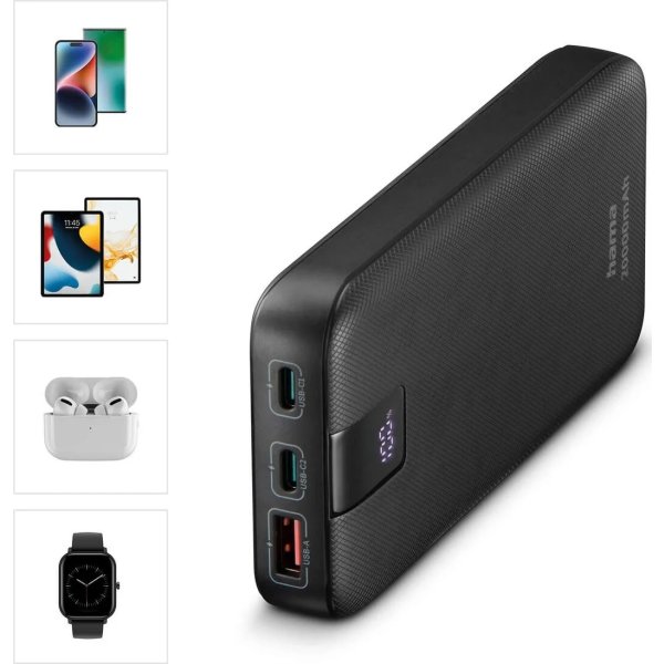 HAMA Powerbank PD 20000mAh, svart