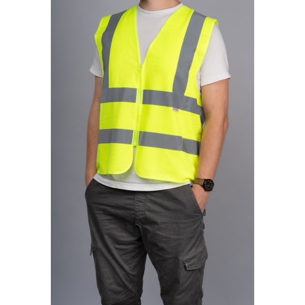 Reflexväst med dragkedja, gul, storlek XL