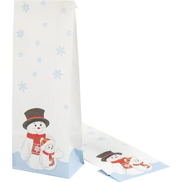 Presentpåse, 6x10x28 cm, Snögubbe, 100 st.