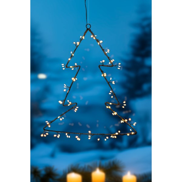 Julgran med kluster-LED, H40 cm, Svart/Varmvit