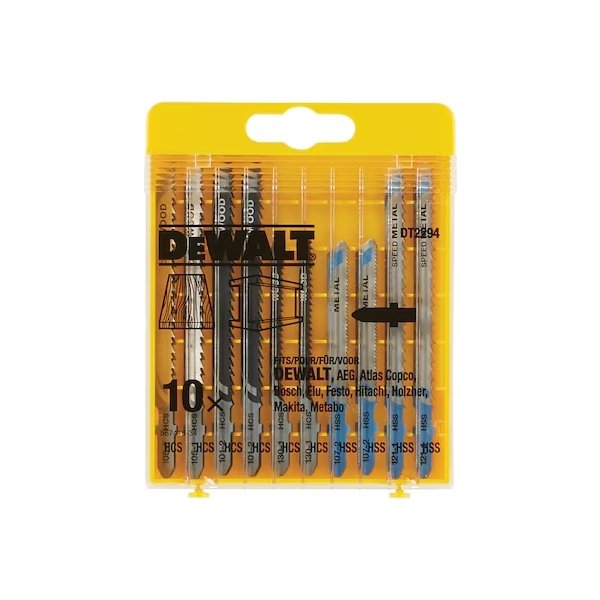 DEWALT sticksågsbladssats t. trä & metall, 10 st.