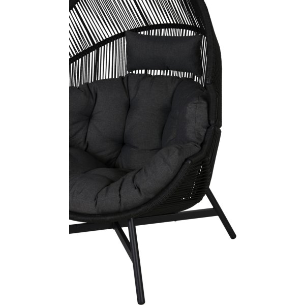 Benny Lounge Chair med dynor, svart/grå