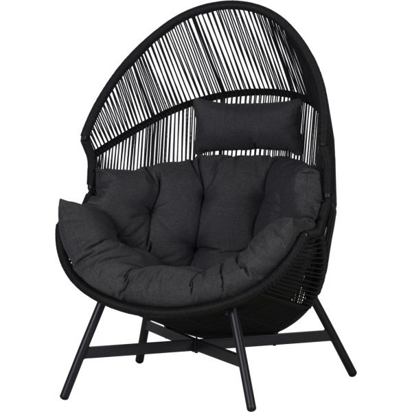 Benny Lounge Chair med dynor, svart/grå