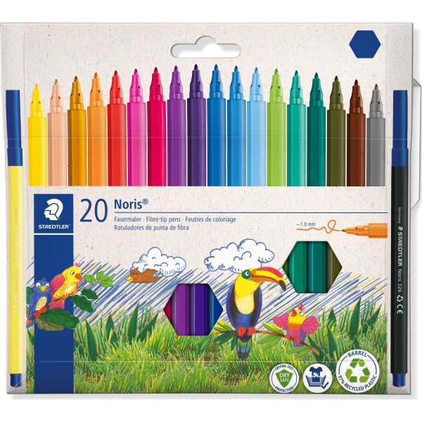 Staedtler Noris 326 Tuschpennor, 20 färger