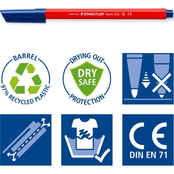 Staedtler Noris 326 Tuschpennor, 20 färger