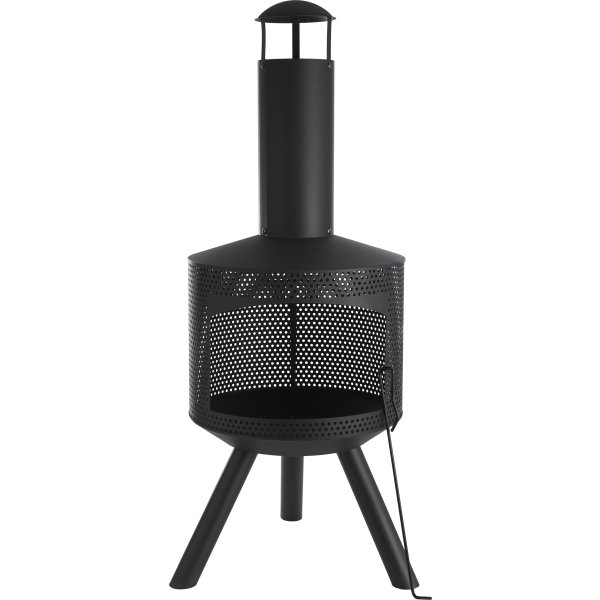Dangrill eldstad med skorsten, svart