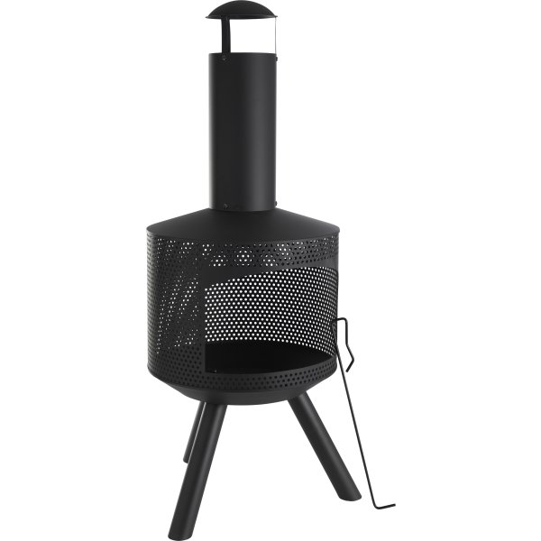 Dangrill eldstad med skorsten, svart
