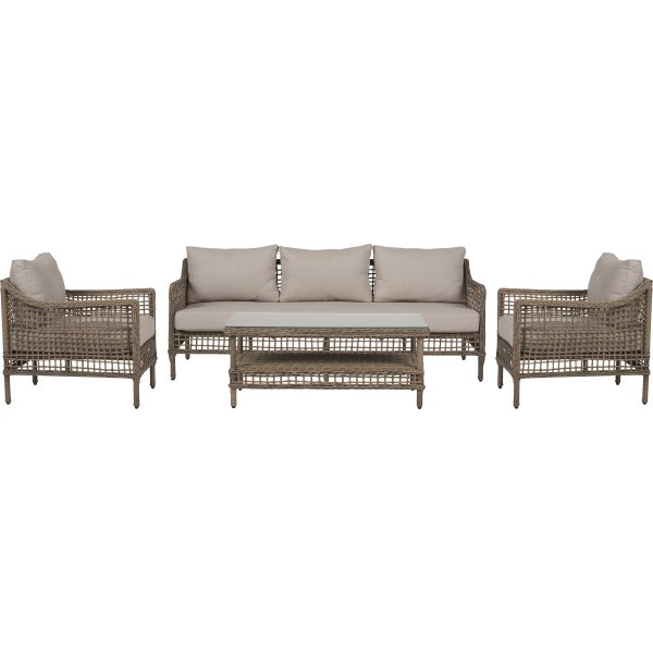 Frøya Loungeset 5 pers. 4 delar, beige/natur