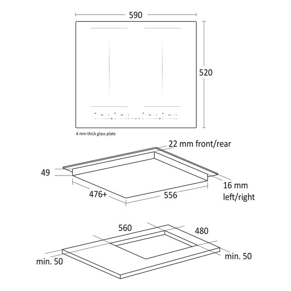 Scandomestic HOI60F2FLEX Induktionshäll,svart