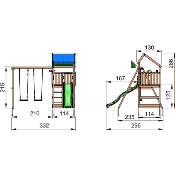 Jungle Gym Home 2.1 Lektorn, gungor&rutschkana
