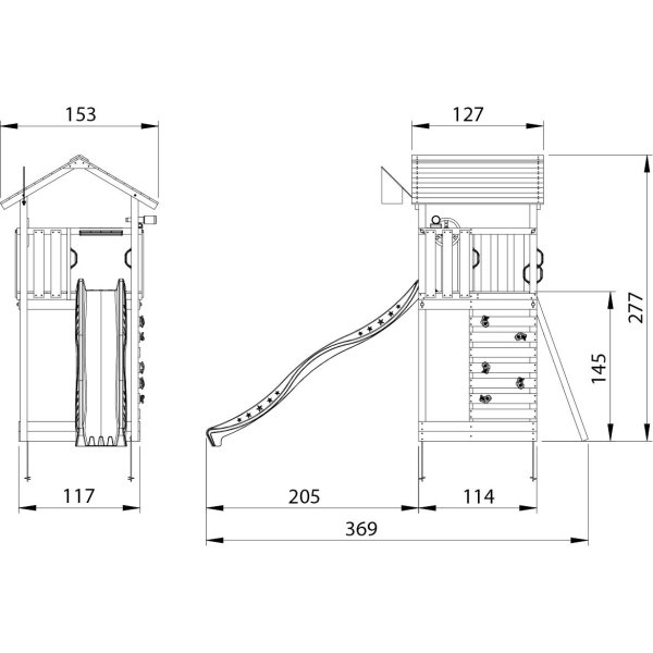 Jungle Gym Cottage 2.1 lektorn m. sand+rutschkana
