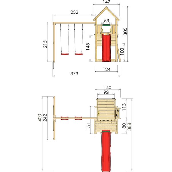 Jungle Gym Cubby lektorn med gungor och rutschkana