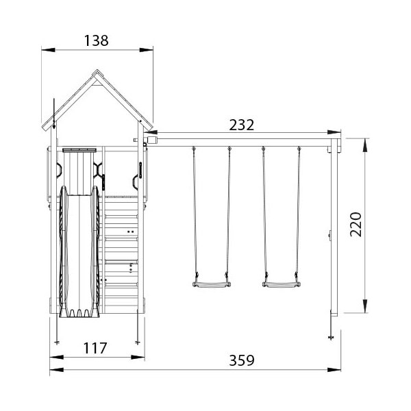 Jungle Gym Cabin 2.1 Lektorn, gungor & rutschkana