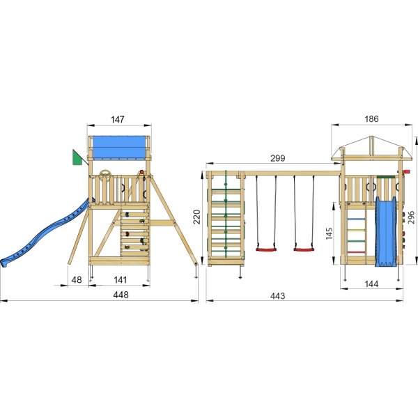 Jungle Gym Fort 2.1 lektorn, klättring+rutschkana