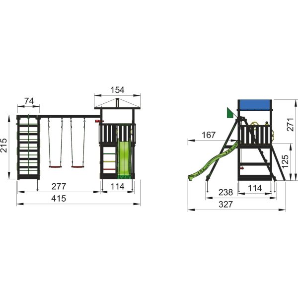 Jungle Gym Hut Lektorn, gungor & rutschkana, svart