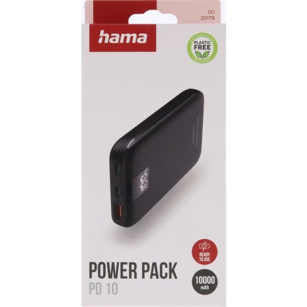 HAMA Powerbank PD 10000mAh, svart