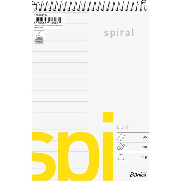 Bantex Spi Spiralblock | A5 | Linjerat