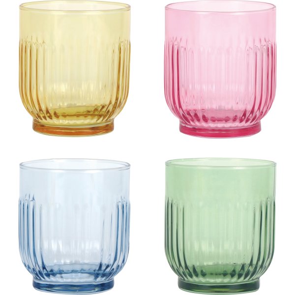 Aida Groovy räfflat glas, 4st, ass.färger, 33cl