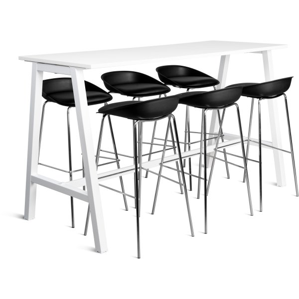 Talk Högbord, vit ram/vit laminat, 180x70 cm