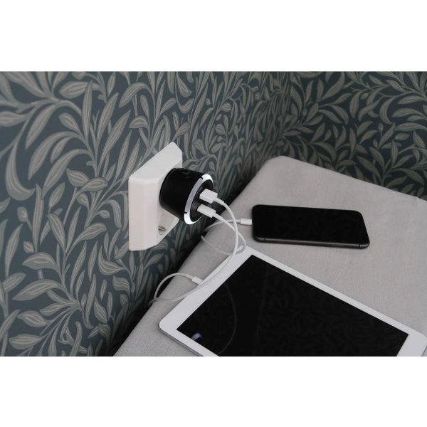 Capidi Säkerhetstimer USB A+C, svart