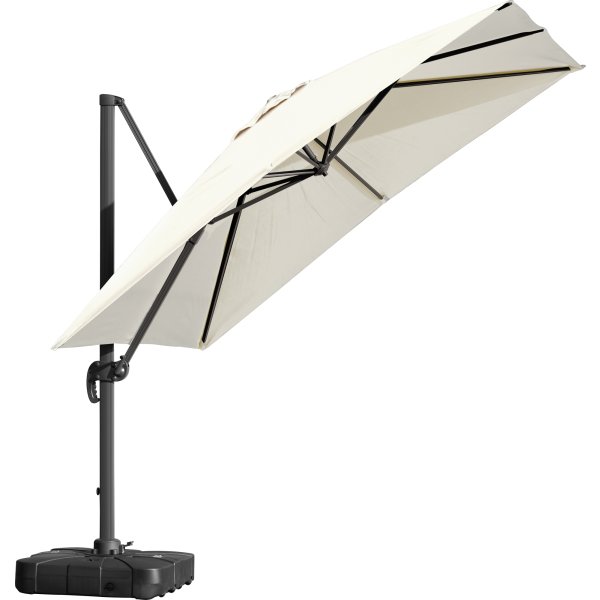 Hängparasoll 3x3m inkl. fot med hjul+skydd, beige