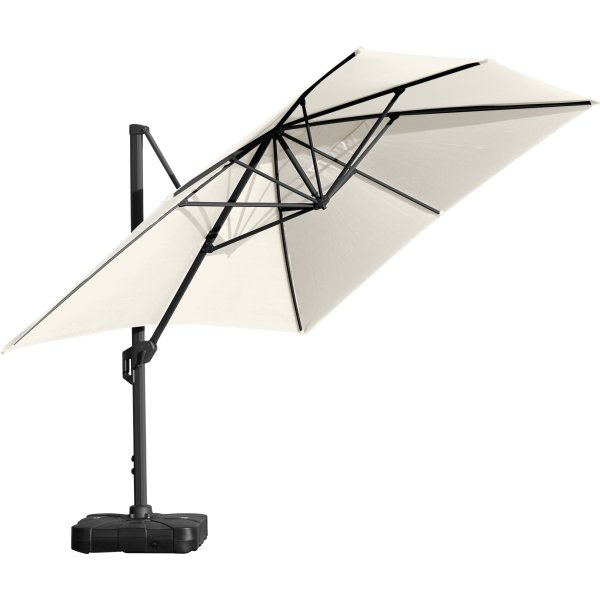 Hängparasoll 3x4m inkl. fot med hjul+skydd, beige