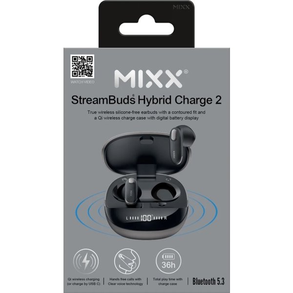 MIXX Earbud Hybrid Charge 2, in ear, svart