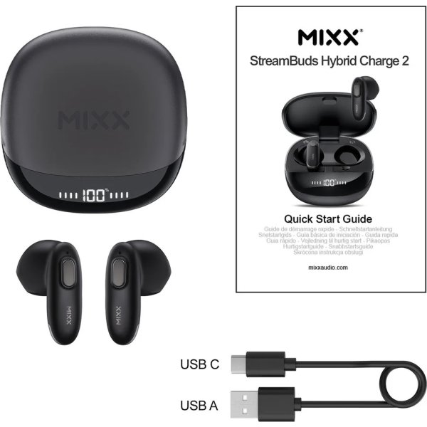 MIXX Earbud Hybrid Charge 2, in ear, svart